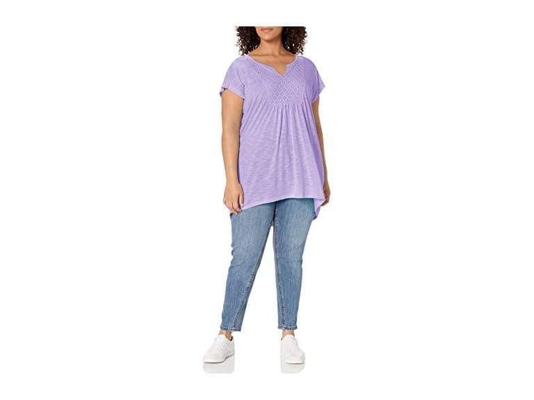Just MY Size Women (1X) Crochet Bib Tunic Shirt - Image 1