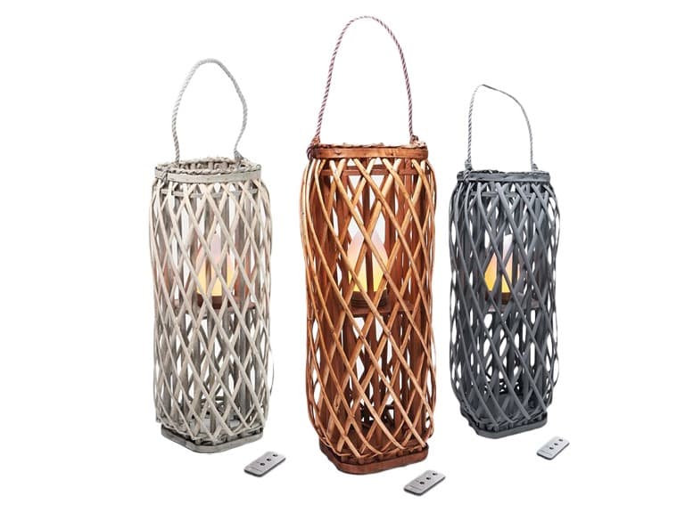 Barbara King 23" Square Wicker Lantern - Image 1