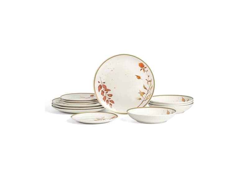 Stone Lain Maple 12-Piece Dinnerware Set White - Image 1