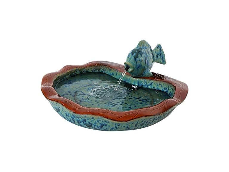 Sunnydaze Glazed Ceramic Fish 7-Inch Outdoor Garden Fountain - Image 1