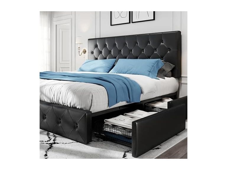 HOOMIC King Platform Storage Bed Frame - Image 1