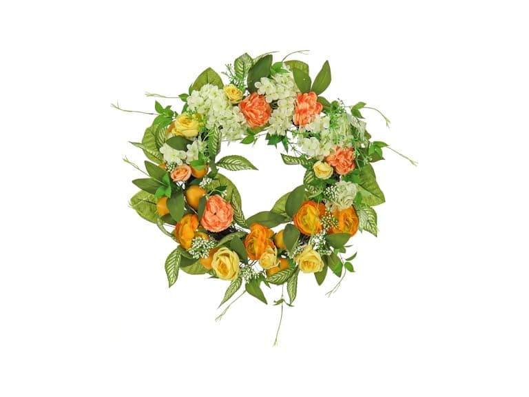 National Tree Company 24" Artificial Wreath with Lemons - Image 1