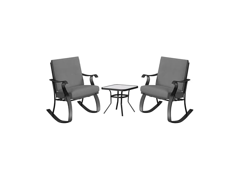 Four Seasons Courtyard Gramercy 3 Piece Rocking Chairs with Table - Image 1