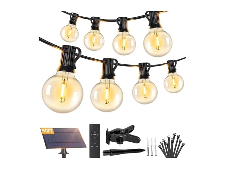 Solar String Lights Outdoor with Remote, 60FT - Image 1