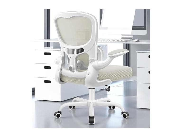 ALLGOD Ergonomic Office Chair, Breathable Mesh Ergonomic Desk Chair with Adjustable Lumbar Support, Flip-up Armrests, Computer Chairs Comfortable for Home, Office, Work, 300lbs, White, Upgrade (Open Box) - Image 1