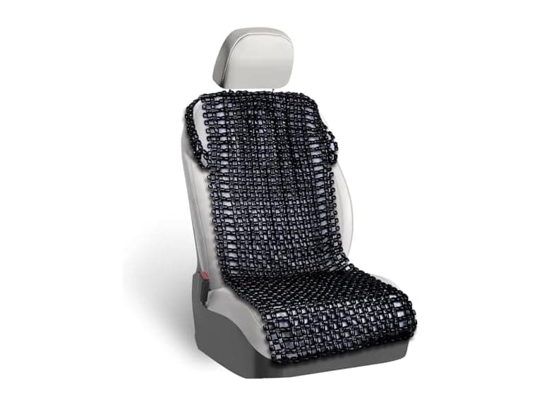 Zone Tech SE0084 Black Wooden Beaded Seat Cover - Image 1