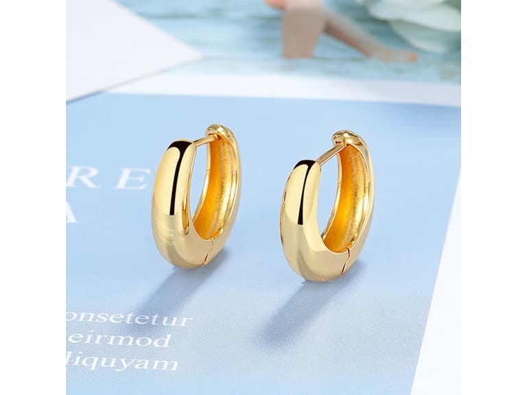 Gold Plated Petite Hoop Huggie Earring - Image 1
