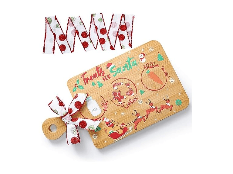 Santa Cookie Plate Wooden Tray - Image 1
