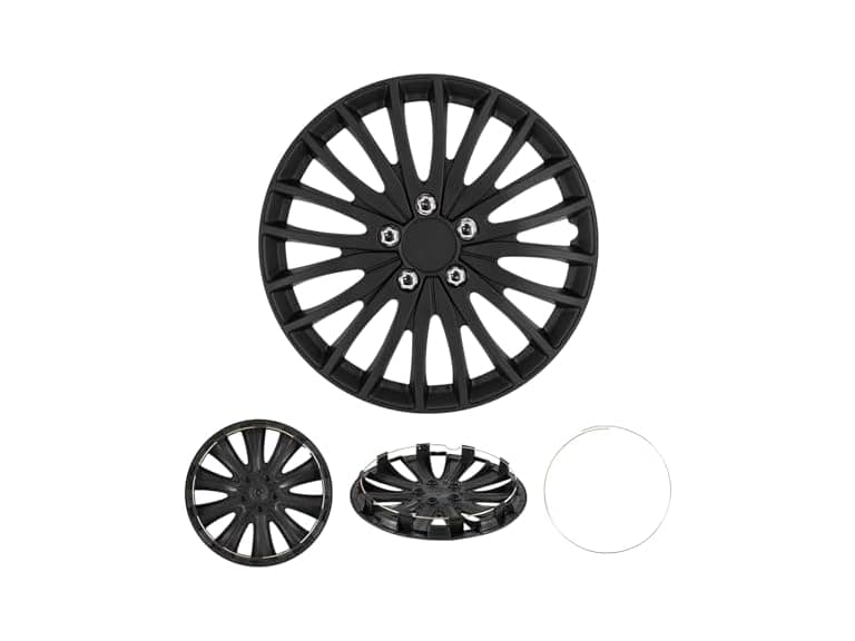 Cobra-Tek 4PC Hubcaps Black/Silver - Choose Size - Image 1