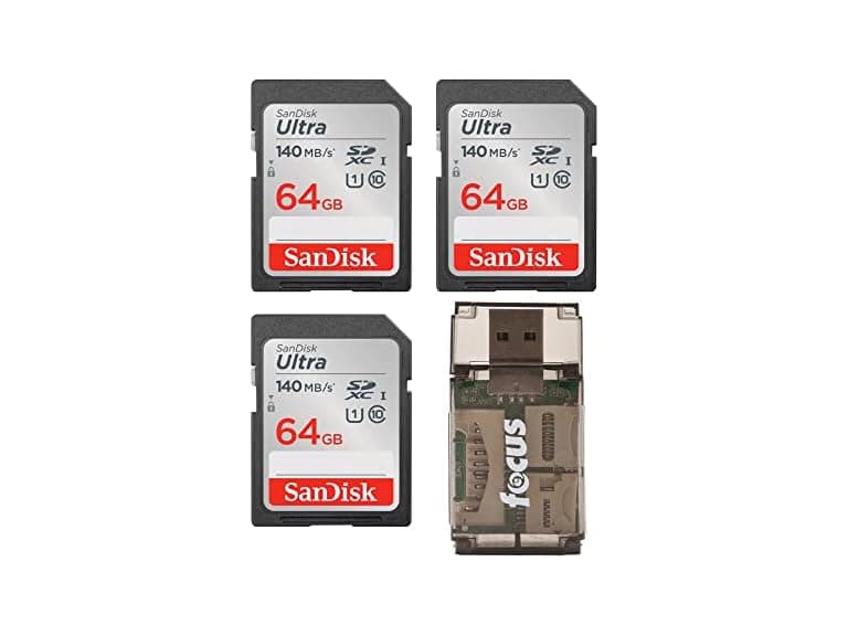 SanDisk 64GB 140 MB/s SDXC Memory Card (3-pack) - Image 1