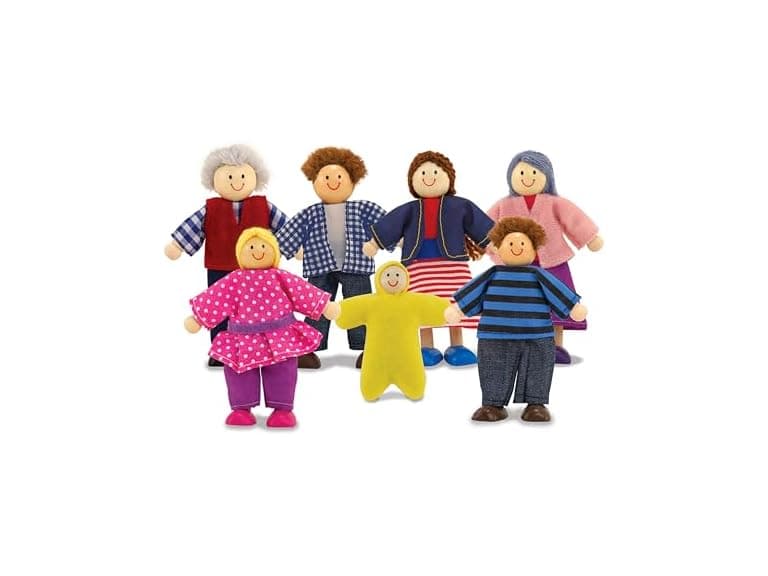 Melissa & Doug 7-Piece Poseable Wooden Doll Family - Image 1
