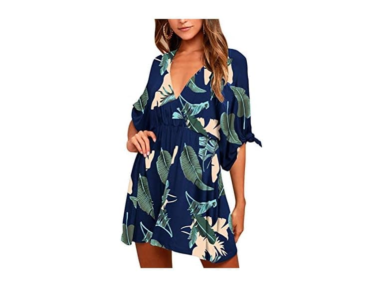 Meenew Women (S) Short Sleeve Palm Dress Dress - Image 1