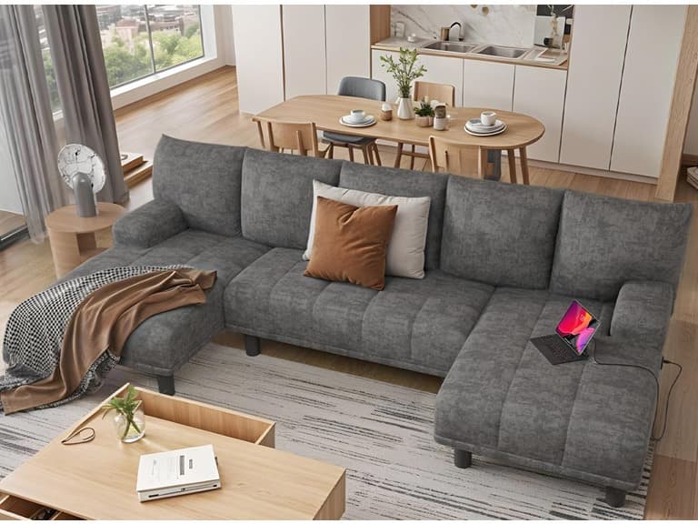 YITAHOME U-Shape Sectional Couch, Grey - Image 1