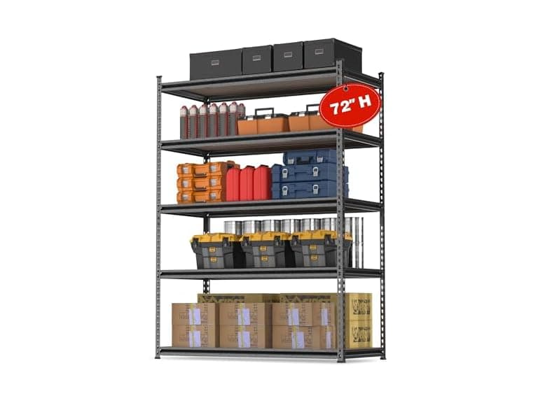WORKPRO 5-Tier Garage Shelving 36x18x72, Black/Silver