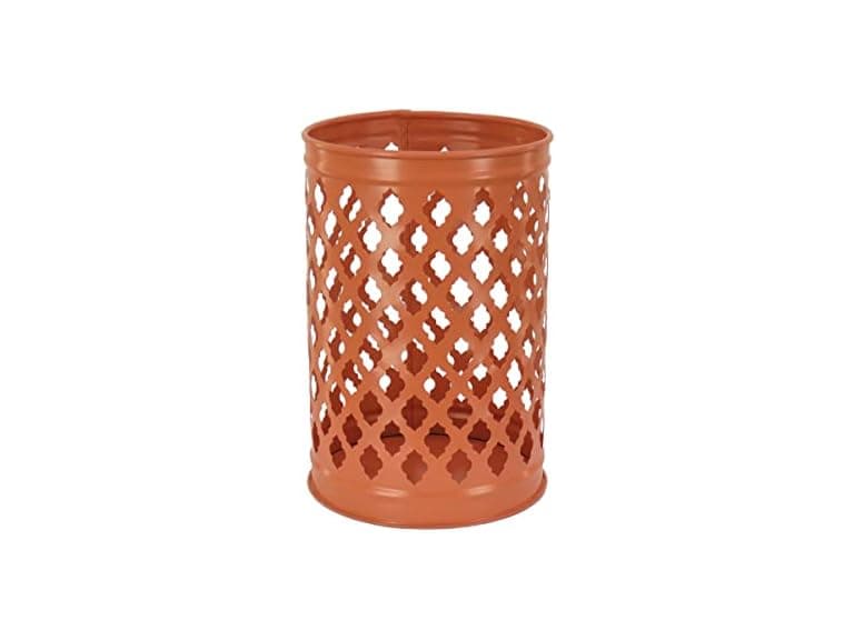 Lantern Candleholder, Pastel Orange, 12 Inches - Image 1