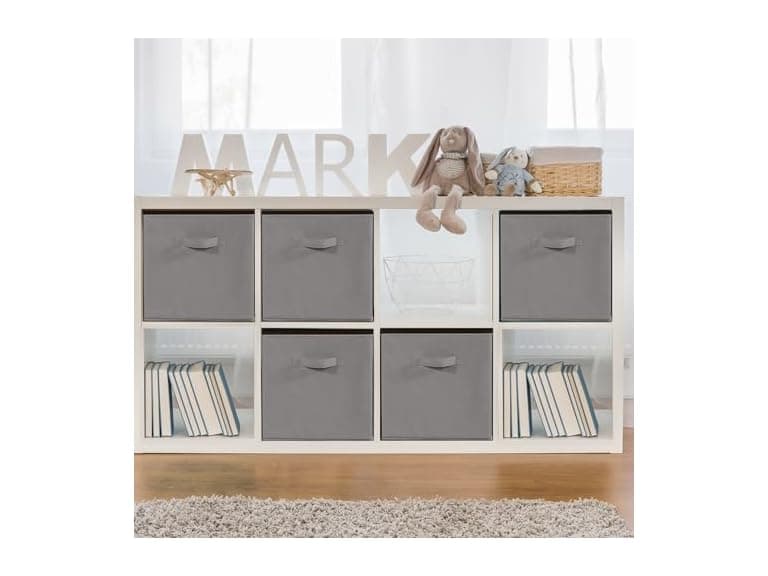 STORAGEIDEAS 11" Fabric Storage Bins 5 Pack, Grey - Image 1