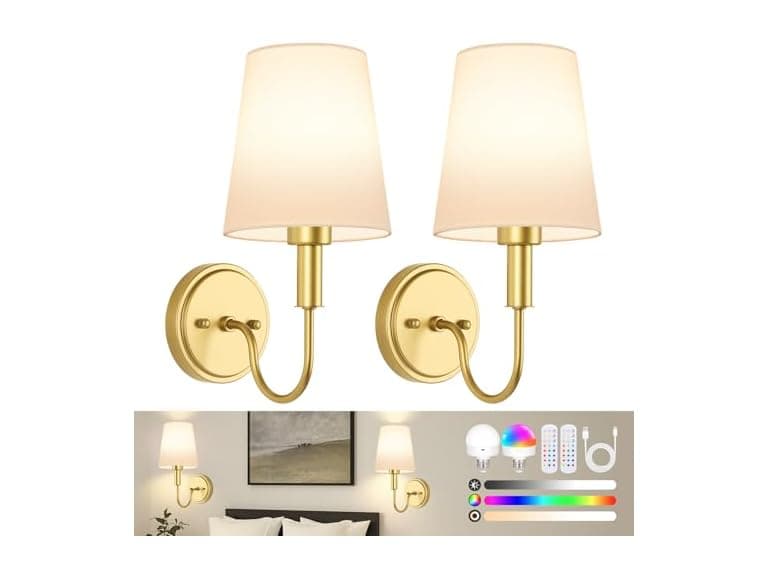 Odnora 2PK Battery Operated Wall Lights w/ Remote - Image 1