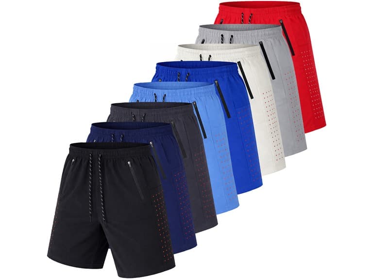 5Pk Mens Training Shorts w/ Dotted Trim - Image 1