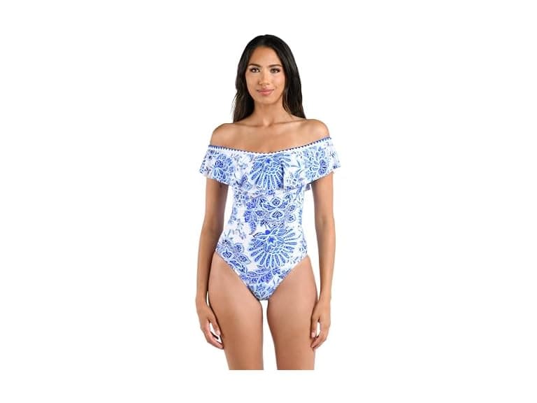 La Blanca Women Off Shoulder Ruffle One Swimsuit (14) - Image 1