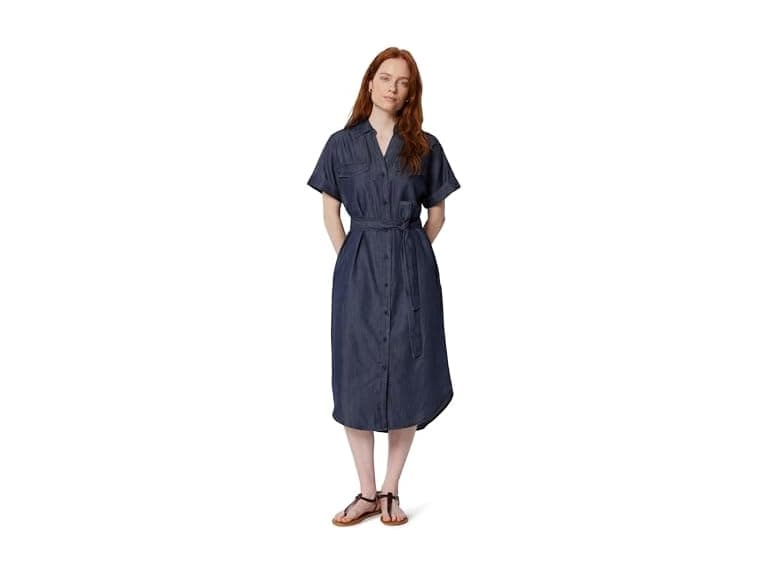 Amazon Essentials Women SS Button-Down Dress w/ Belt - Image 1