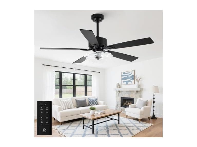 Parrot Uncle F6035BK 52 Inch Ceiling Fan with Lights and Remote - Image 1