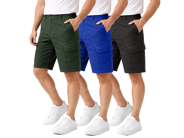 3Pk Mens Cotton Stretch Cargo Shorts - Image 1