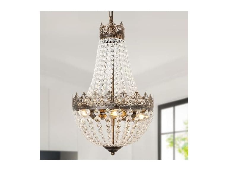 VerRon Crystal Chandelier, Antique French 4-Light - Image 1