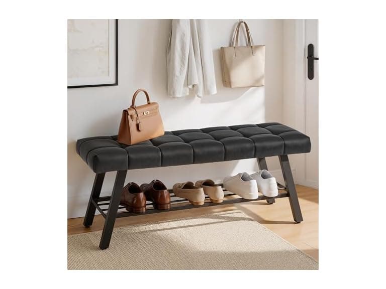 Lue Bona 45" Entryway Bench Black - Image 1