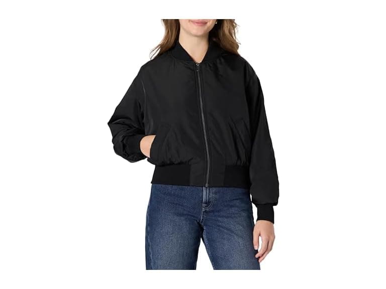 Amazon Essentials Women Relaxed-Fit Denim Bomber Jacket - Image 1