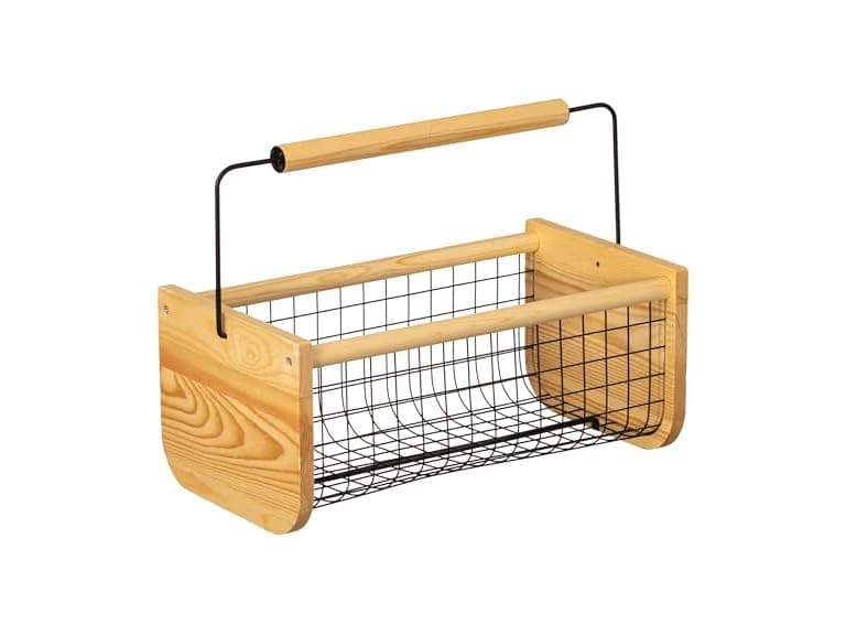 Gardenised Vintage Harvest Basket Pine Wood  - Image 1