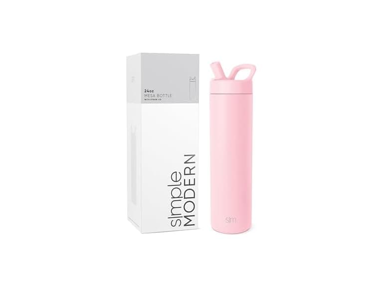 Simple Modern Water Bottle with Straw lid  24oz, Blush - Image 1