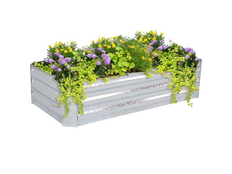 Rectangle 48" Silver Steel Raised Garden Bed