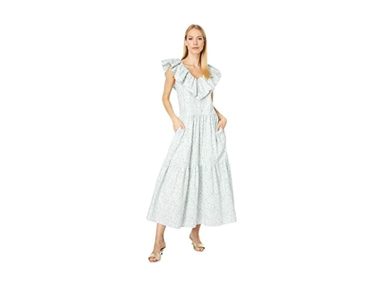 English Factory Women (M) Ruffled Midi Dress Blue - Image 1