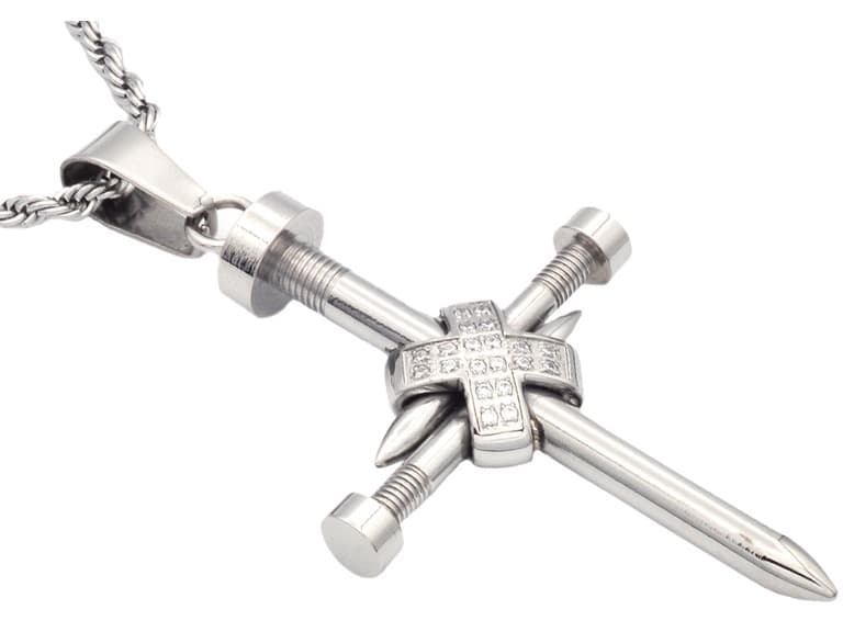 Stainless Steel Nail Cross Necklace - Image 1