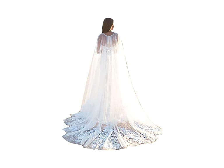 EllieWely Women EllieHouse Long Tulle Bridal Cape - Image 1