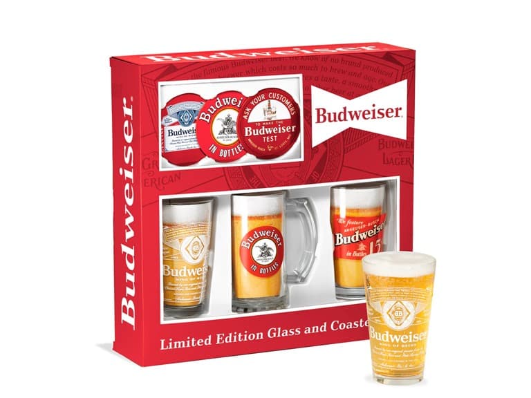 Budweiser Limited Edition 3 Glass and Coaster Collection - Image 1