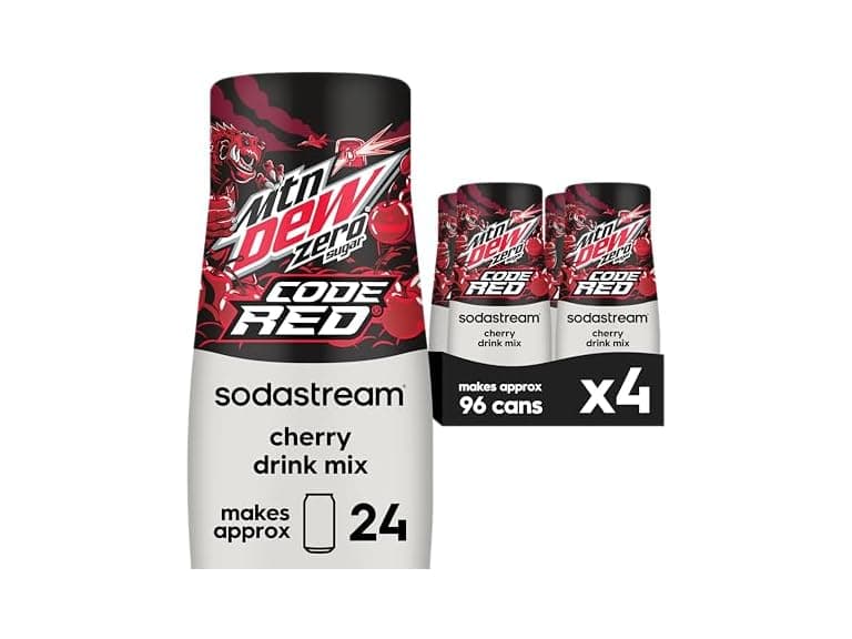 4PK SodaStream MTN Dew Code Red Zero Sugar Drink - Image 1