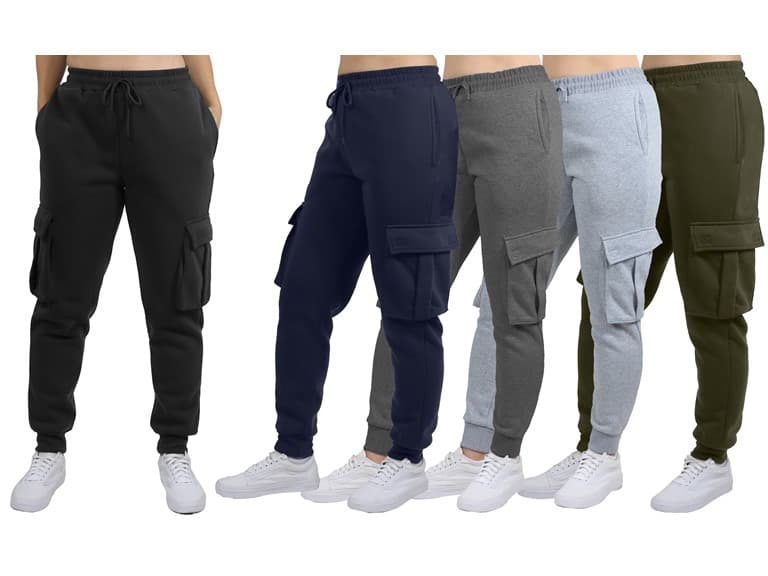 3Pk & 4Pk Womens Fleece Cargo Joggers - Image 1
