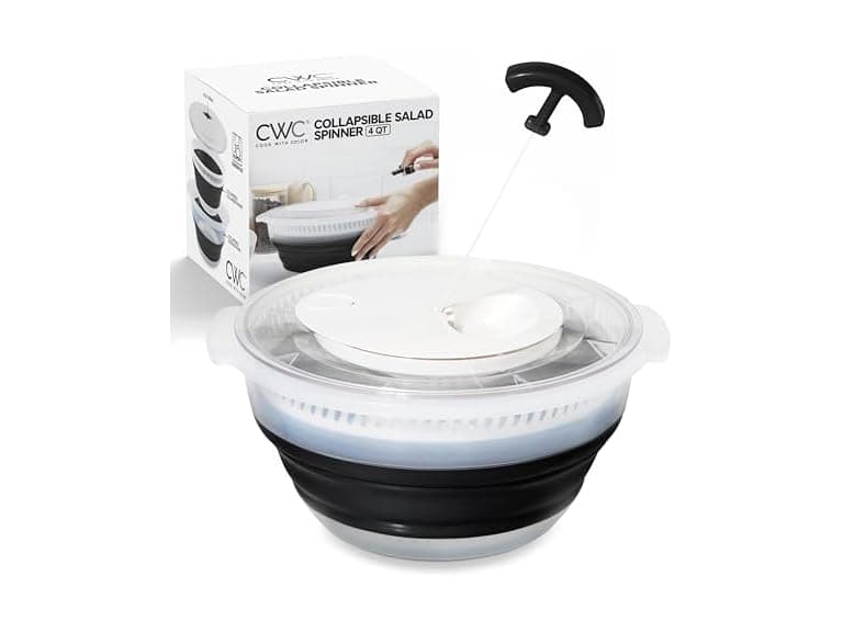 4 Qt Collapsible Salad Spinner Black - Image 1