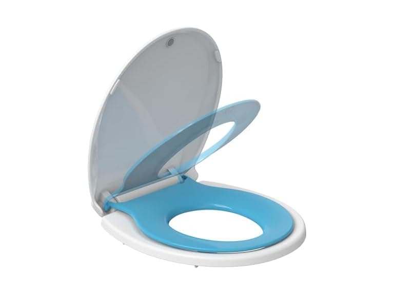 Toilet Seat Round White w Blue