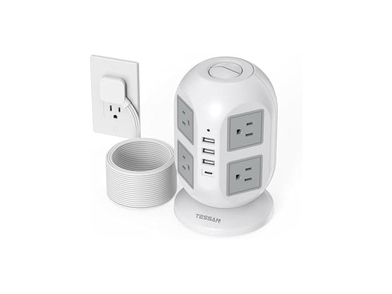 TESSAN 15ft Cord Power Tower (8 Outlets, 1 USB-C, 3 USB-A) - Image 1