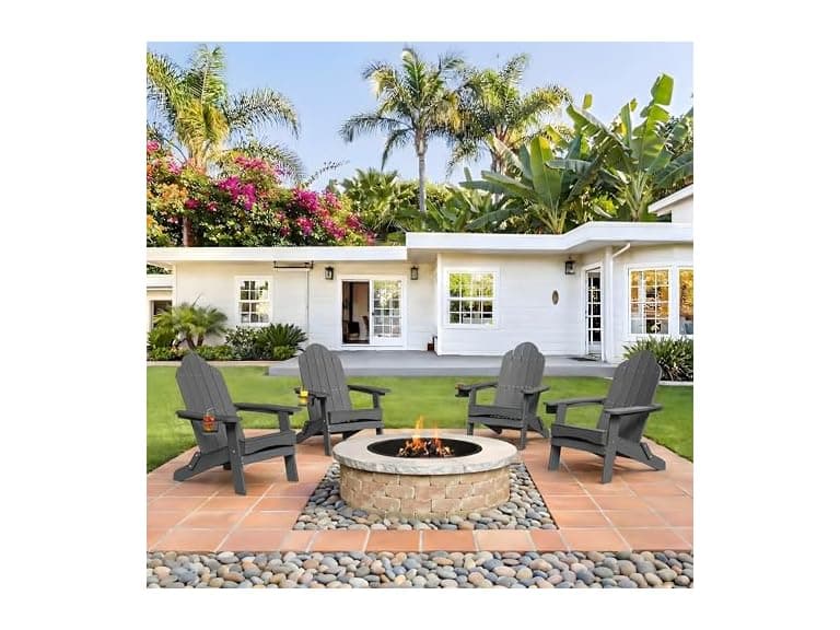 Dark Grey Folding Adirondack Chair Set of 4 - Image 1