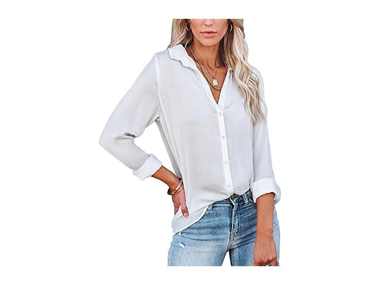 QegarTop Women (L) Button Down Shirts Long Tops - Image 1