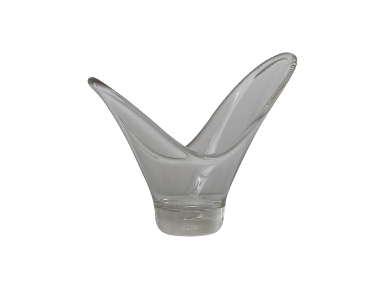 Hand-Blown Glass Organic Shaped Bowl, Clear - Image 1