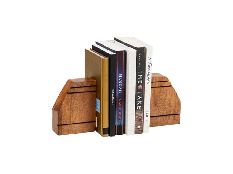 Mind Reader Rustic Wood Block Bookends - Image 1