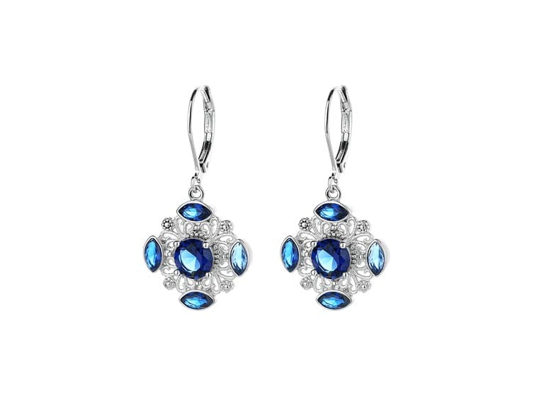 Sapphire Snowflake Drop Earrings - Image 1