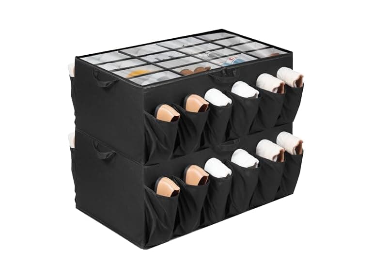 STORAGEIDEAS Extra Large Shoe Organizer Black, 2 Pack - Image 1
