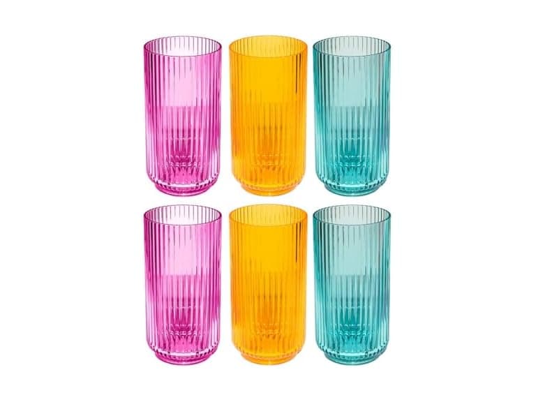 Mesa Acrylic Drinking Glass - Assorted Colors - 22 oz - Set of 6 - Image 1