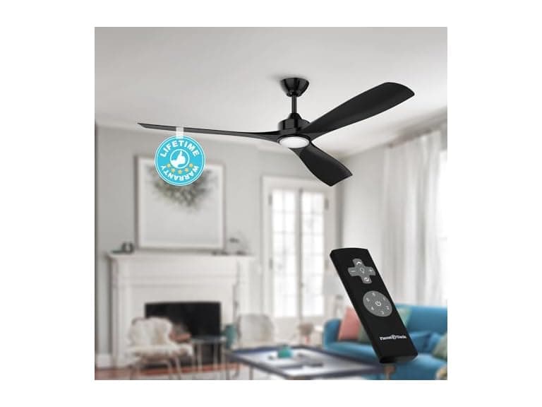 Parrot Uncle F6004BK 60" Ceiling Fan w/Light and Remote - Image 1