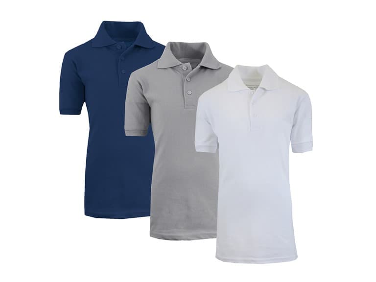 3PK Boys Short Sleeve School Polo - Image 1